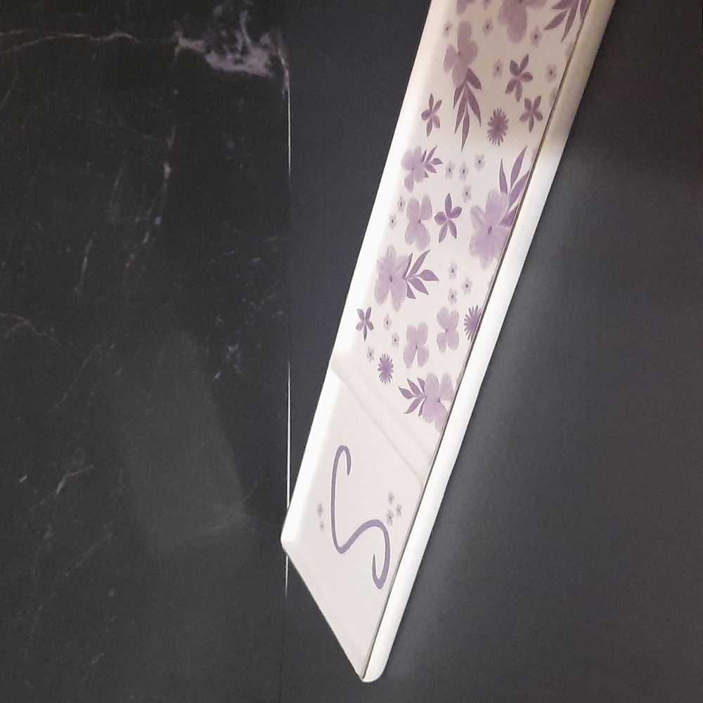 Fig & Fern Letter "S" Floral Purple and White Decorative Tray - Picture 3 of 3